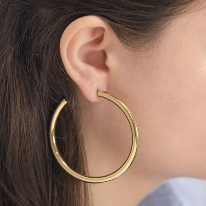 Gold - Plated Silver Solid Tube Hoop Earrings PER60020 - FJewellery