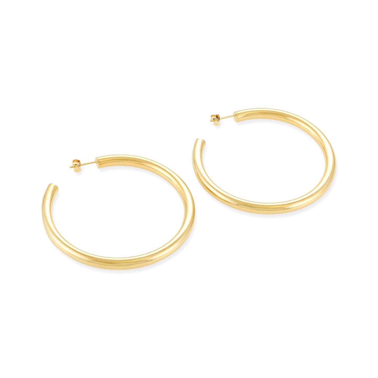 Gold - Plated Silver Solid Tube Hoop Earrings PER60020 - FJewellery