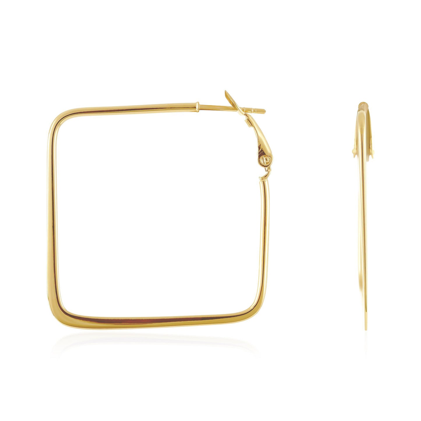 Gold Plated Square Hoop Earrings PER60021 - FJewellery