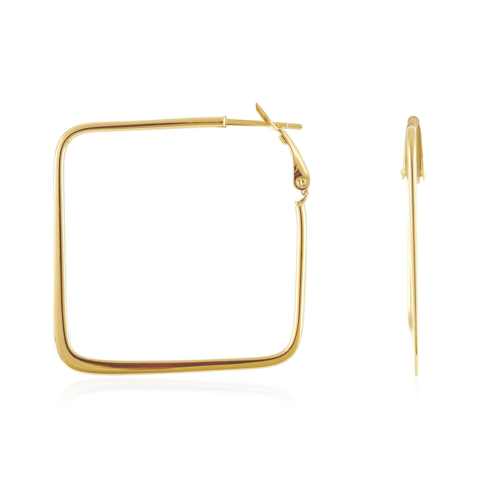 Gold Plated Square Hoop Earrings PER60021 - FJewellery