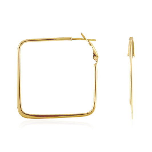 Gold Plated Square Hoop Earrings PER60021 - FJewellery