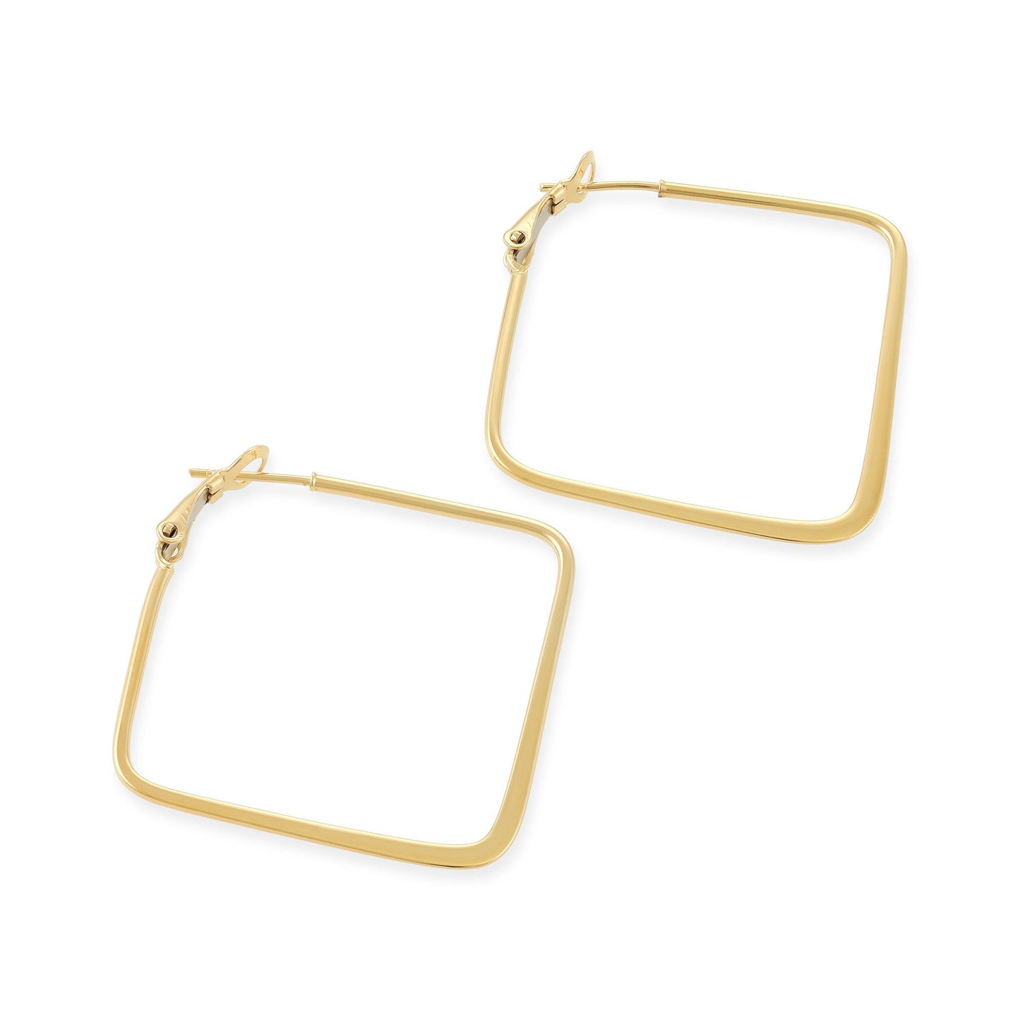Gold Plated Square Hoop Earrings PER60021 - FJewellery