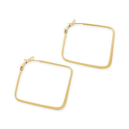 Gold Plated Square Hoop Earrings PER60021 - FJewellery