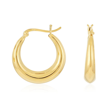 Gold Plated Sterling Silver Hoop Earrings PER60025 - FJewellery