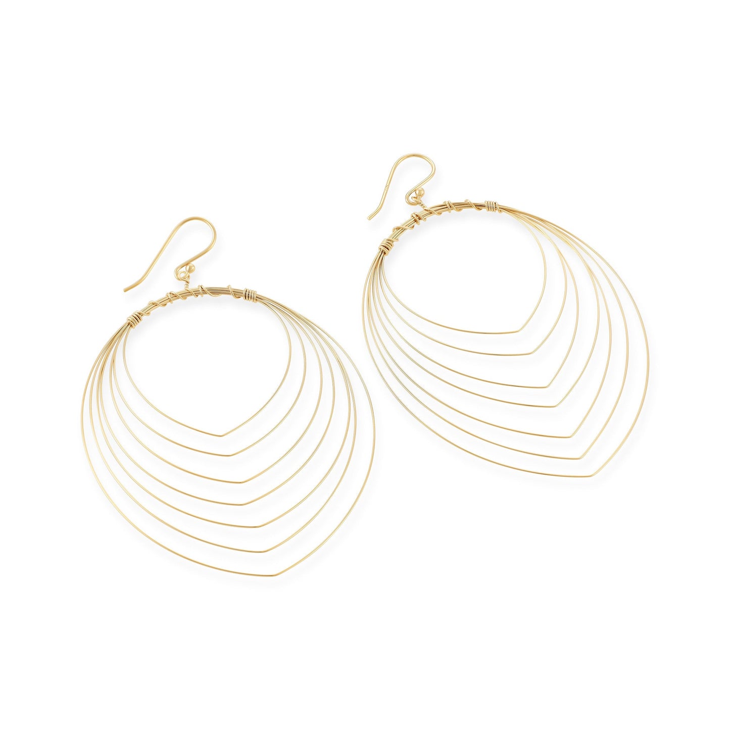 Gold Plated Sterling Silver Wired Hoop Earrings PER0023 - FJewellery