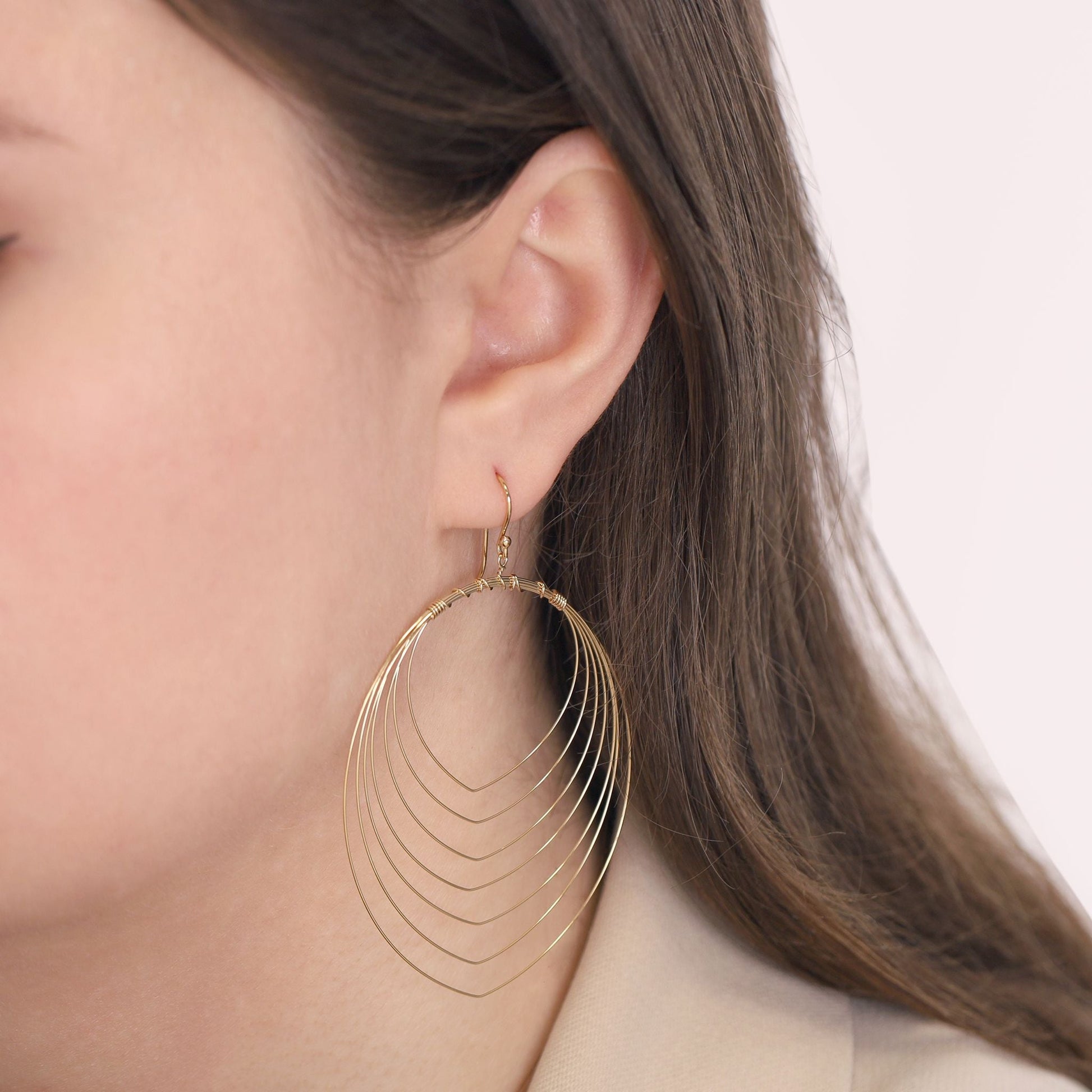 Gold Plated Sterling Silver Wired Hoop Earrings PER0023 - FJewellery