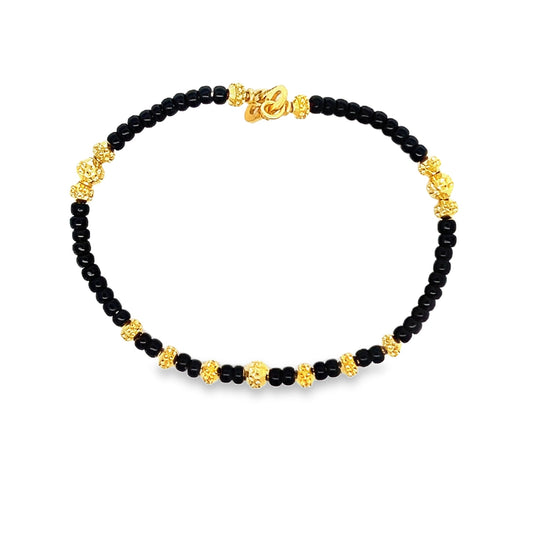 New 22ct yellow gold bracelet with black beads PZ823-BN7 - FJewellery