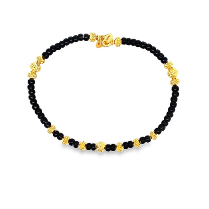 New 22ct yellow gold bracelet with black beads PZ823-BN7 - FJewellery