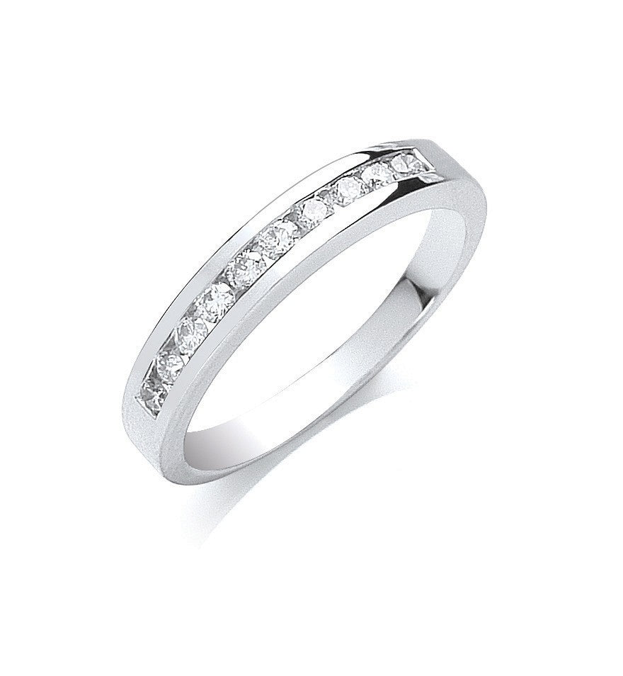 Platinum 0.25ct Diamond Half Eternity Ring 3.5mm - FJewellery