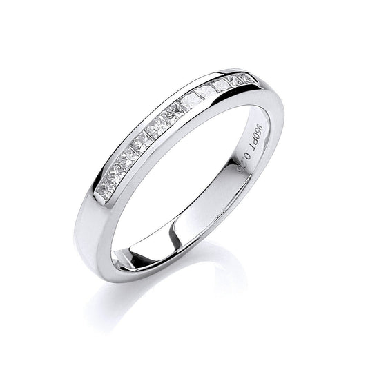 Platinum 0.25ct Diamond Half Eternity Ring 3mm - FJewellery