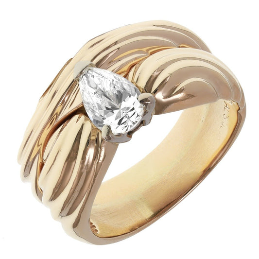 Pre - Owned 14ct Yellow Gold Pear Cut 0.94ct Diamond Engagement And Wedding Ring - 9.9g 2005452 - FJewellery