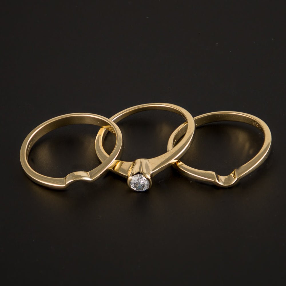 Pre-owned 18ct Gold Solitaire Bridal Set CZ Ring - 6g - FJewellery