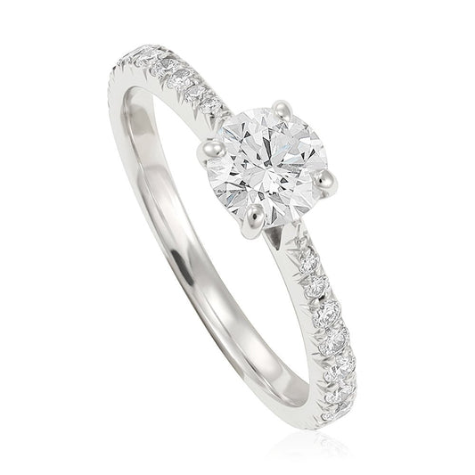 Pre-owned 18ct White Gold 0.91ct E/VS2 Diamond Solitaire Ring Size K - FJewellery