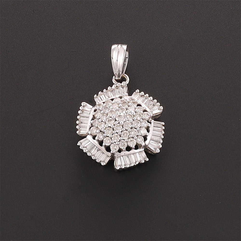 Pre-owned 18ct White Gold Diamond Drop Pendant - FJewellery