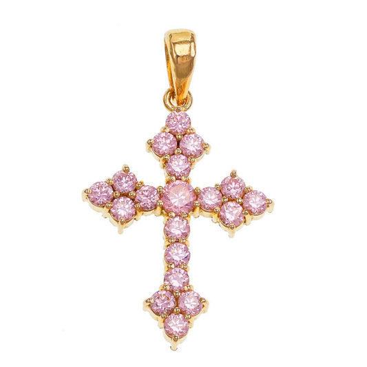 Pre-owned 18ct Yellow Gold CZ Cross Pendant - 7g - FJewellery