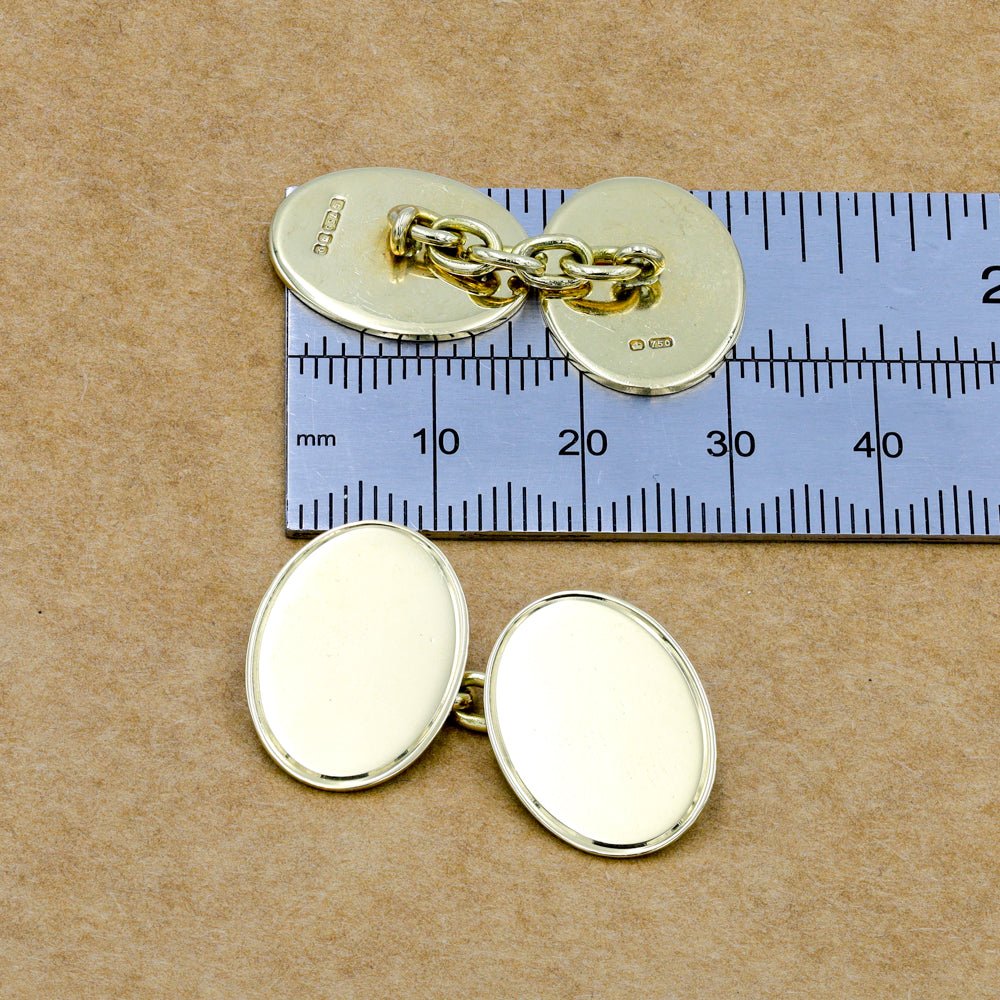 Pre-owned 18ct Yellow Gold Vintage Plain Cufflinks - 15g - FJewellery