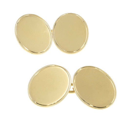 Pre-owned 18ct Yellow Gold Vintage Plain Cufflinks - 15g - FJewellery