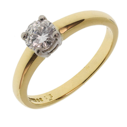 Pre-owned 18ct Yellow & White Gold Single Stone 0.50ct Diamond Engagement Ring - FJewellery