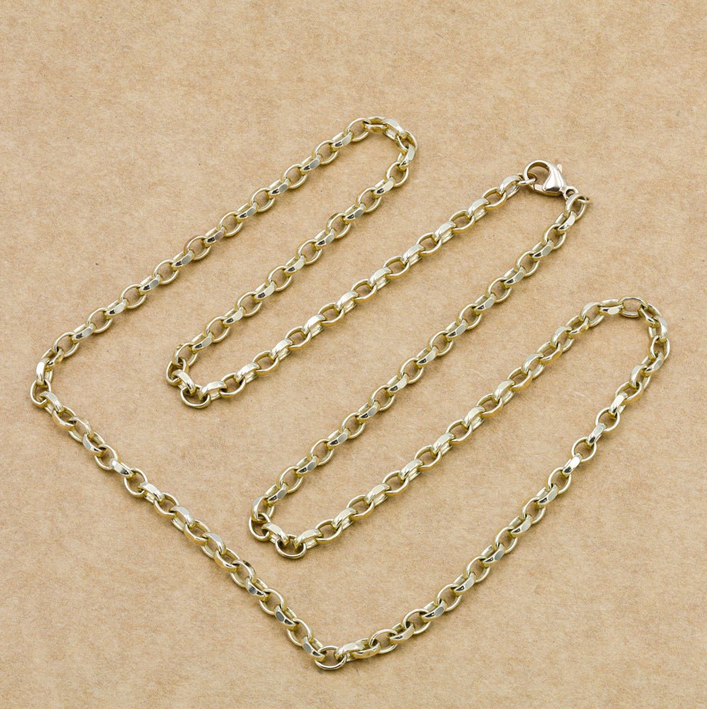 Pre-owned 9ct Solid Yellow Gold Oval Belcher Chain 24" 21g - FJewellery