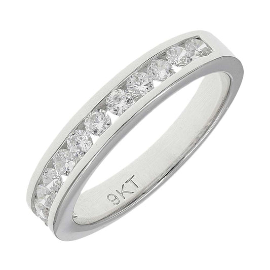 Pre-owned 9ct White Gold Half Eternity Ring - Size l - FJewellery