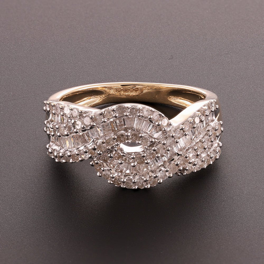 Pre-Owned 9ct Yellow Gold 1.1ct Diamond Dress Ring - 4.2g - FJewellery