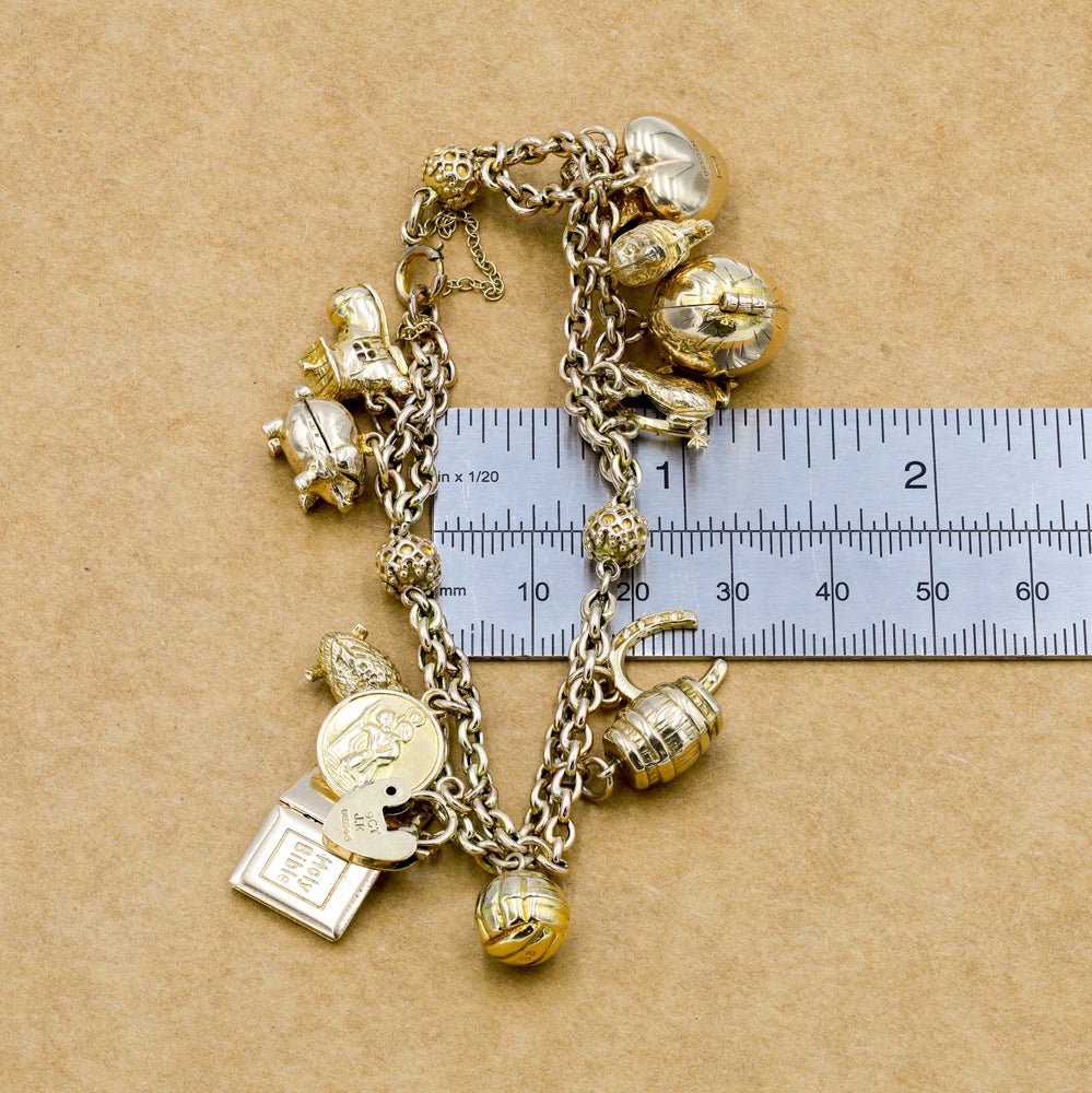 Pre-owned 9ct Yellow Gold Charm Bracelet- 34g - FJewellery