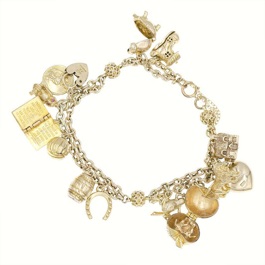 Pre-owned 9ct Yellow Gold Charm Bracelet- 34g - FJewellery