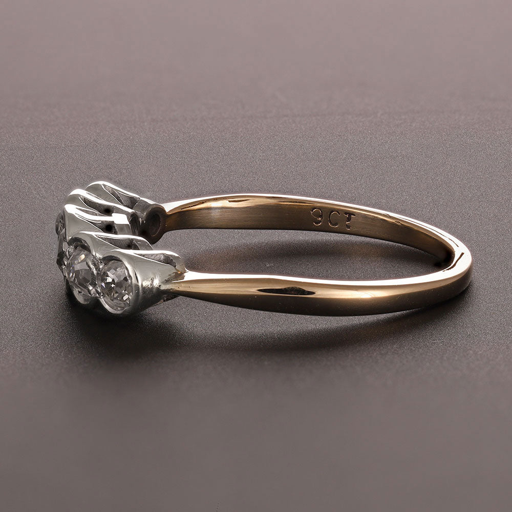 Pre-owned 9ct Solid Yellow & White Gold Diamond Five Stone Ring - Size N 1/2 6000246