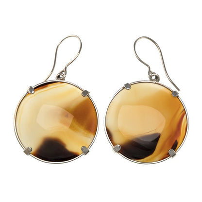 Pre-owned Agate Gemstone 925 Sterling Silver Drop Earrings - FJewellery