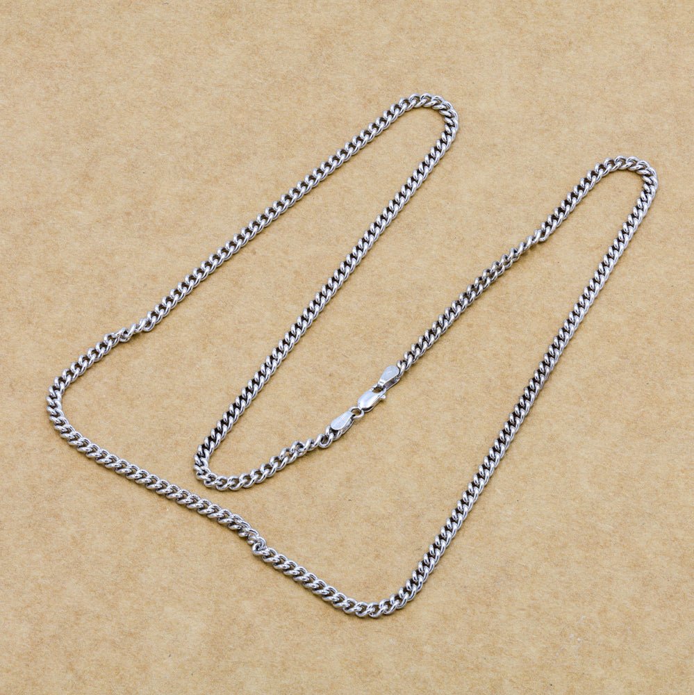 Pre-owned Unusual 9ct Solid White Gold Curb Chain - 23" 20g - FJewellery