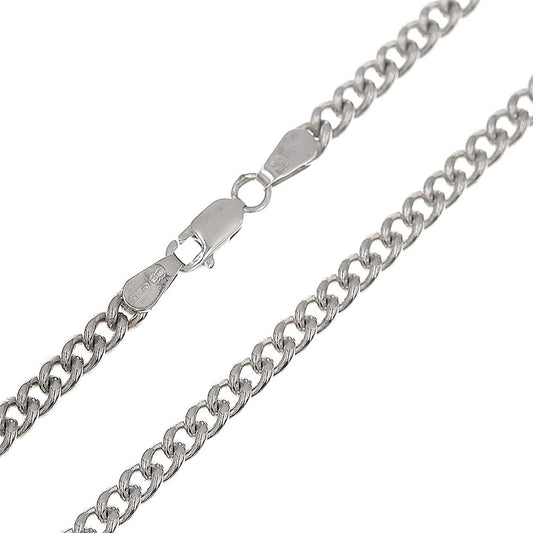 Pre-owned Unusual 9ct Solid White Gold Curb Chain - 23" 20g - FJewellery