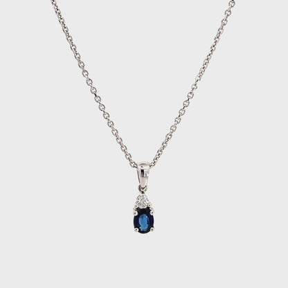 18ct sapphire diamond pre-loved pendant with chain 10000030