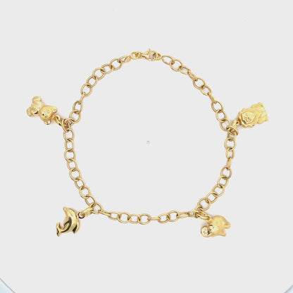 18ct yellow gold pre-owned bracelet with charms 08001865