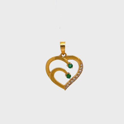 22ct yellow gold second-hand heart pendant FCA05005974-4