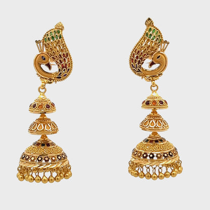 22ct Pre-owned Peacock Design Gold Earrings FCP05000432-2