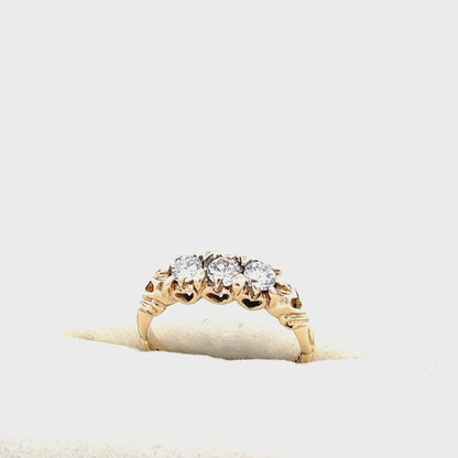 9ct yellow gold pre-owned ring with stones 08001143