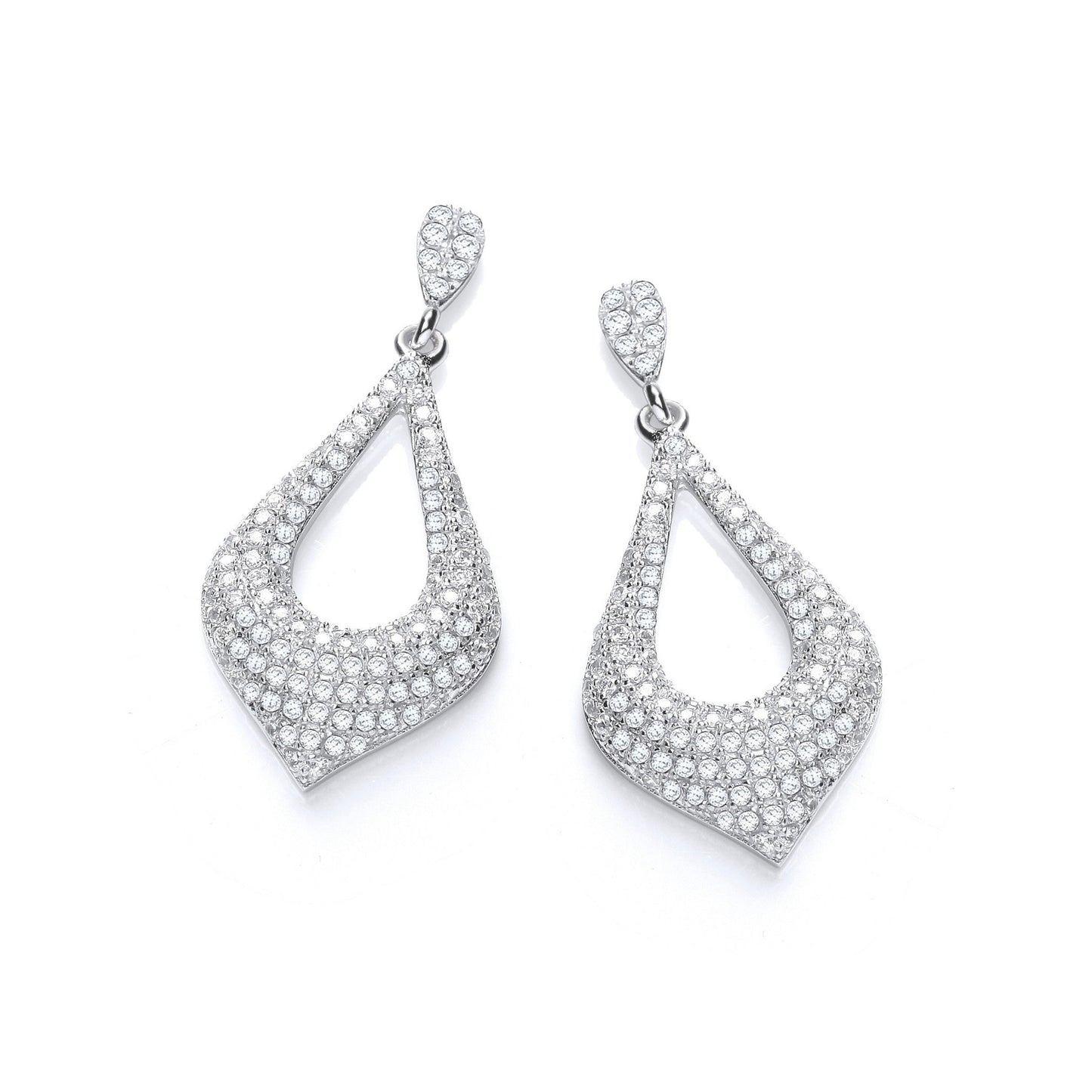Puff Drop 925 Sterling Silver Earrings Set With CZs - FJewellery