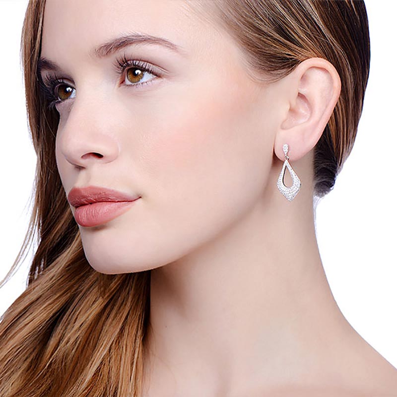 Puff Drop 925 Sterling Silver Earrings Set With CZs - FJewellery