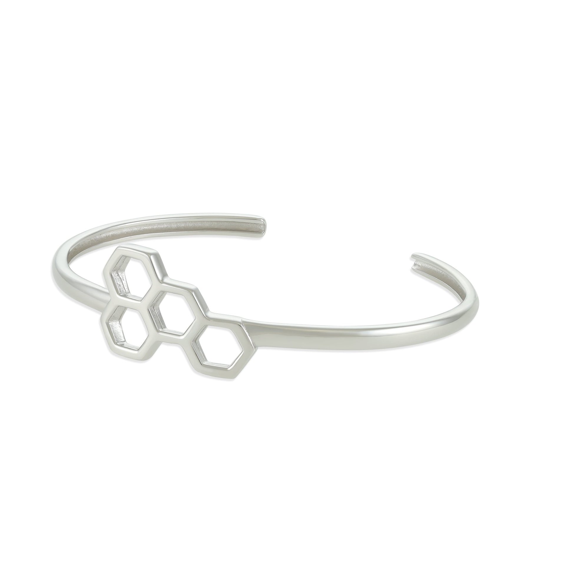 Rhodium plated silver honeycomb bangle SBN7002 - FJewellery