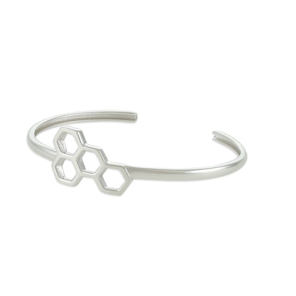 Rhodium plated silver honeycomb bangle SBN7002 - FJewellery