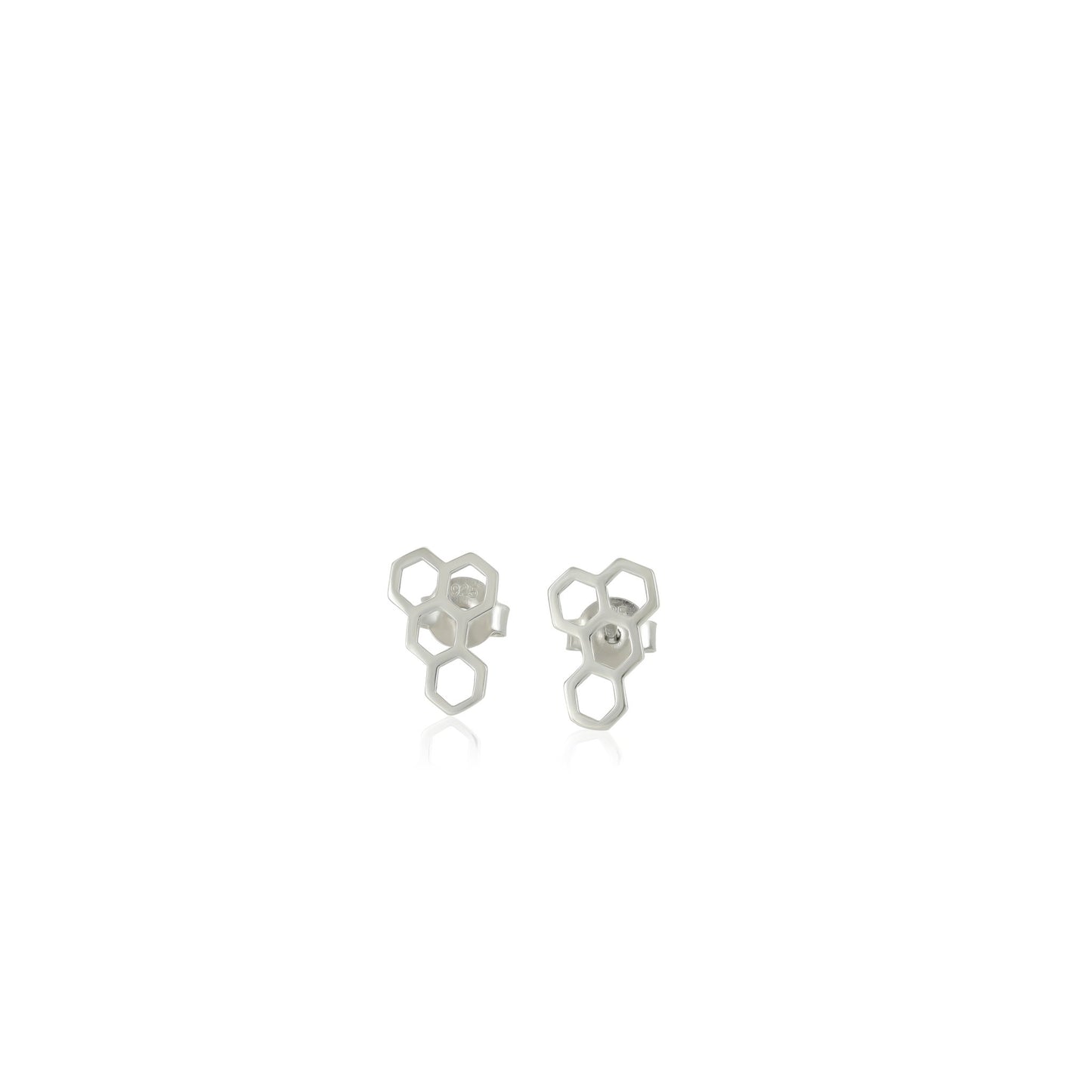 Rhodium plated silver honeycomb earrings SER7002 - FJewellery