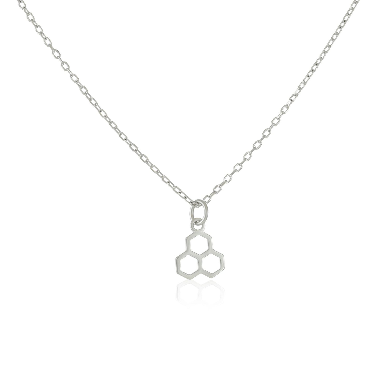 Rhodium plated silver Honeycomb Necklace SNK7001 - FJewellery