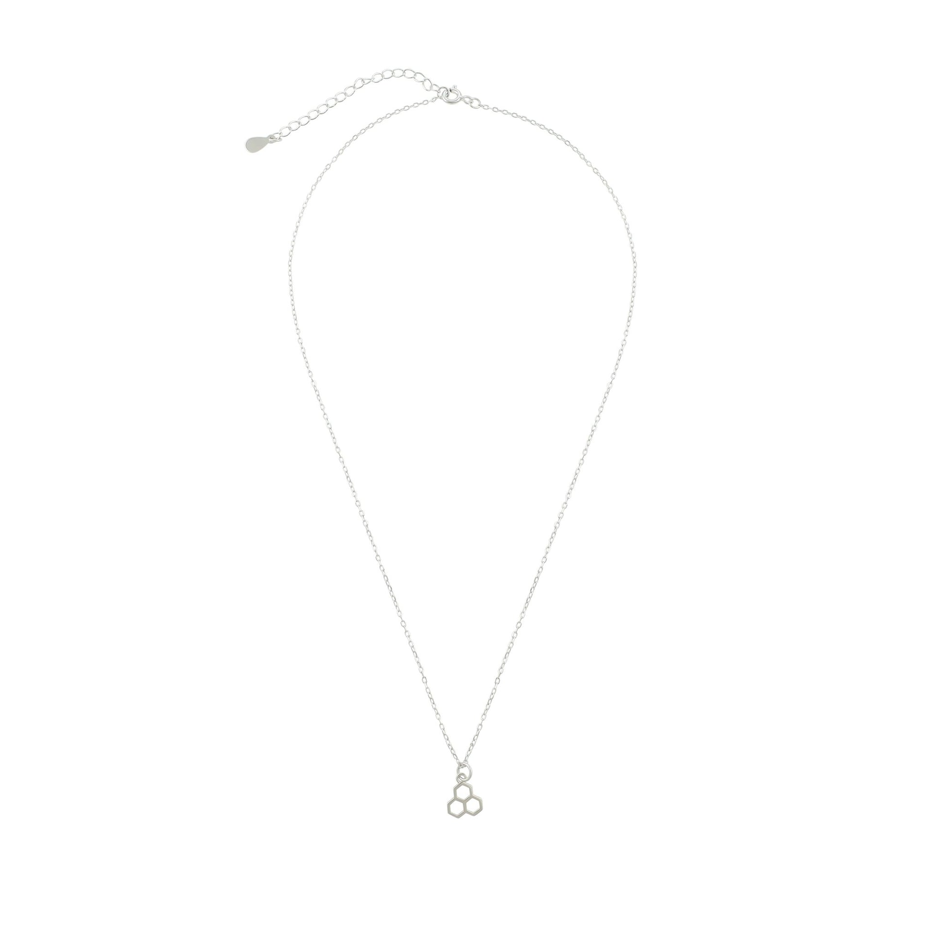 Rhodium plated silver Honeycomb Necklace SNK7001 - FJewellery