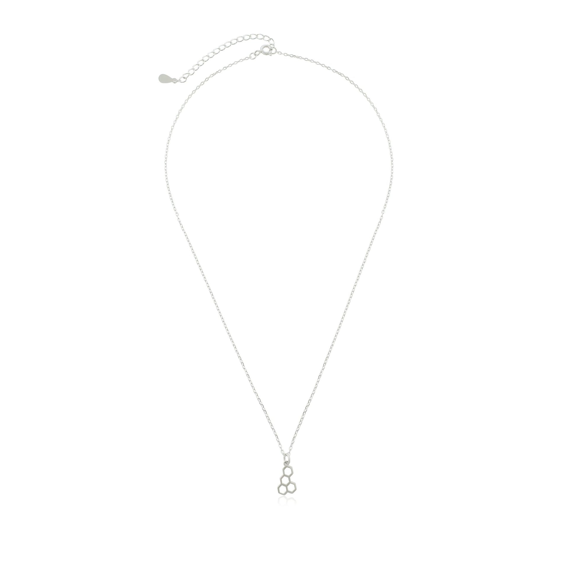 Rhodium plated silver honeycomb necklace SNK7002 - FJewellery