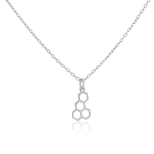 Rhodium plated silver honeycomb necklace SNK7002 - FJewellery