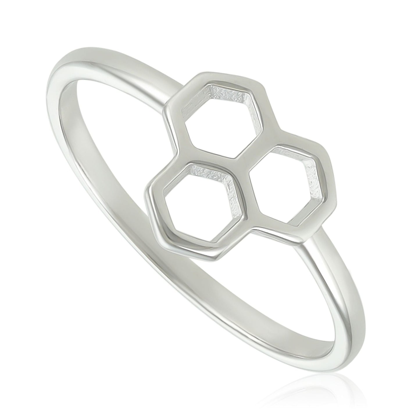 Rhodium plated silver honeycomb ring SRN7001 - FJewellery