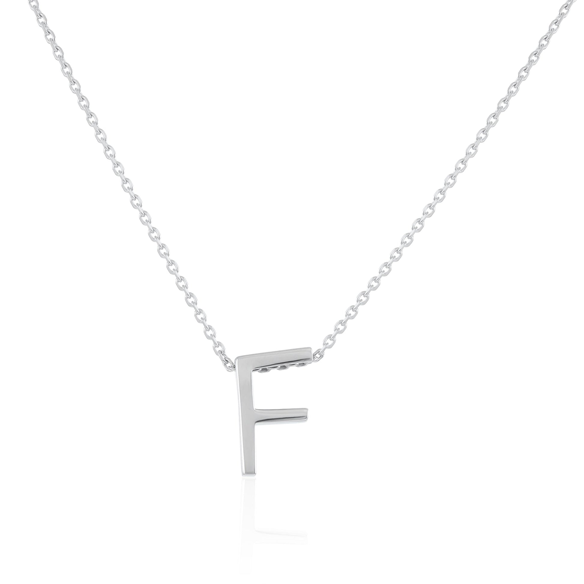 Rhodium plated silver Initial F Necklace PSJCNP - FR - FJewellery
