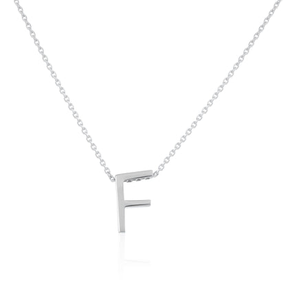 Rhodium plated silver Initial F Necklace PSJCNP - FR - FJewellery