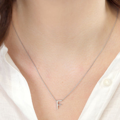 Rhodium plated silver Initial F Necklace PSJCNP - FR - FJewellery