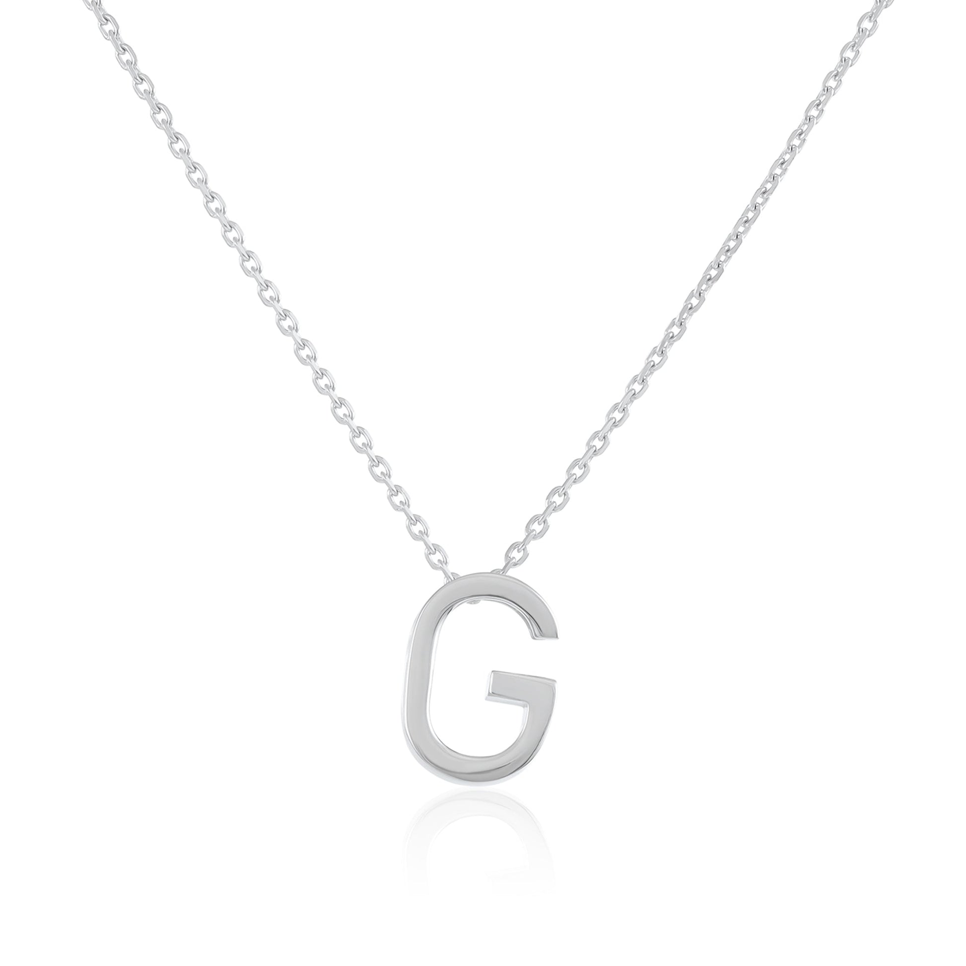 Rhodium plated silver Initial G Necklace PSJCNP - GR - FJewellery